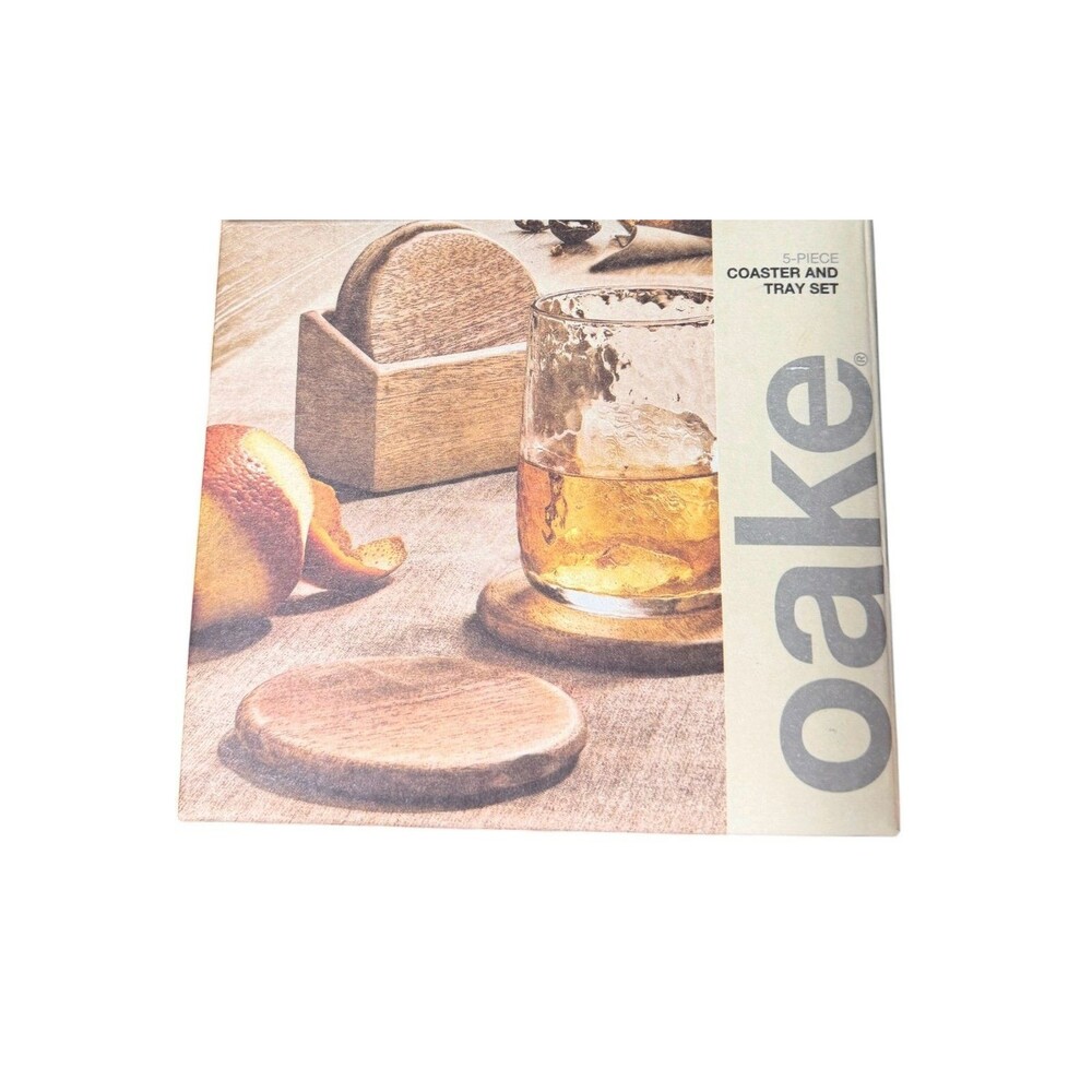 Macy’s Oake 4-Pc. Wooden Coasters with Holder